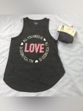 NEW All You Need Is Love Charcoal Tank and Gray Leggings, Both Lightweight